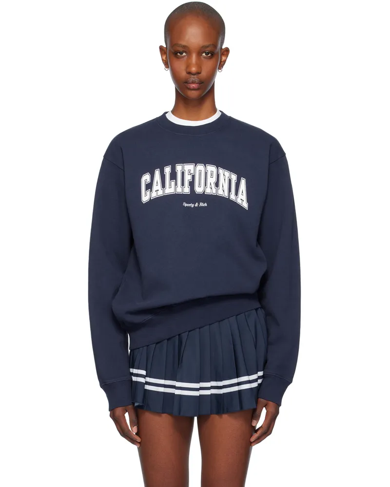 SPORTY & RICH Navy California Crewneck Sweatshirt 31