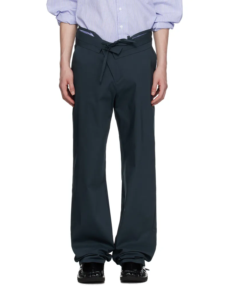 OTTOLINGER Navy Double Fold Suit Trousers Dark