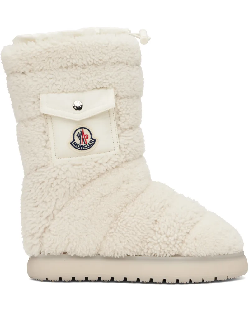 Moncler White Gaia Pocket Mid Shearling Boots 034