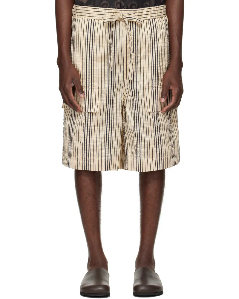 COMMAS Beige Rope Stripe Pocket Shorts Cream