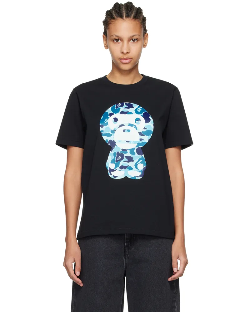 BAPE Black ABC Camo Big Baby Milo T-Shirt Black