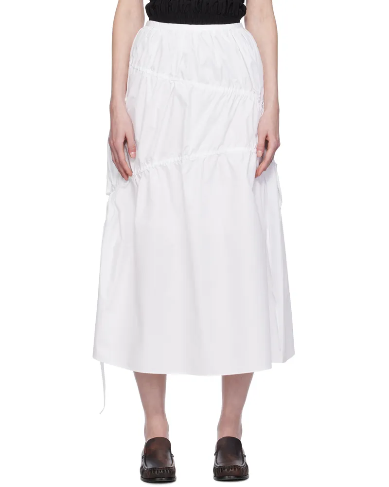 Kijun White Drawstring Maxi Skirt White