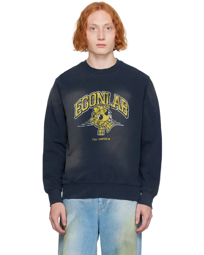 Egonlab Navy Printed-Logo Sweatshirt Dragon