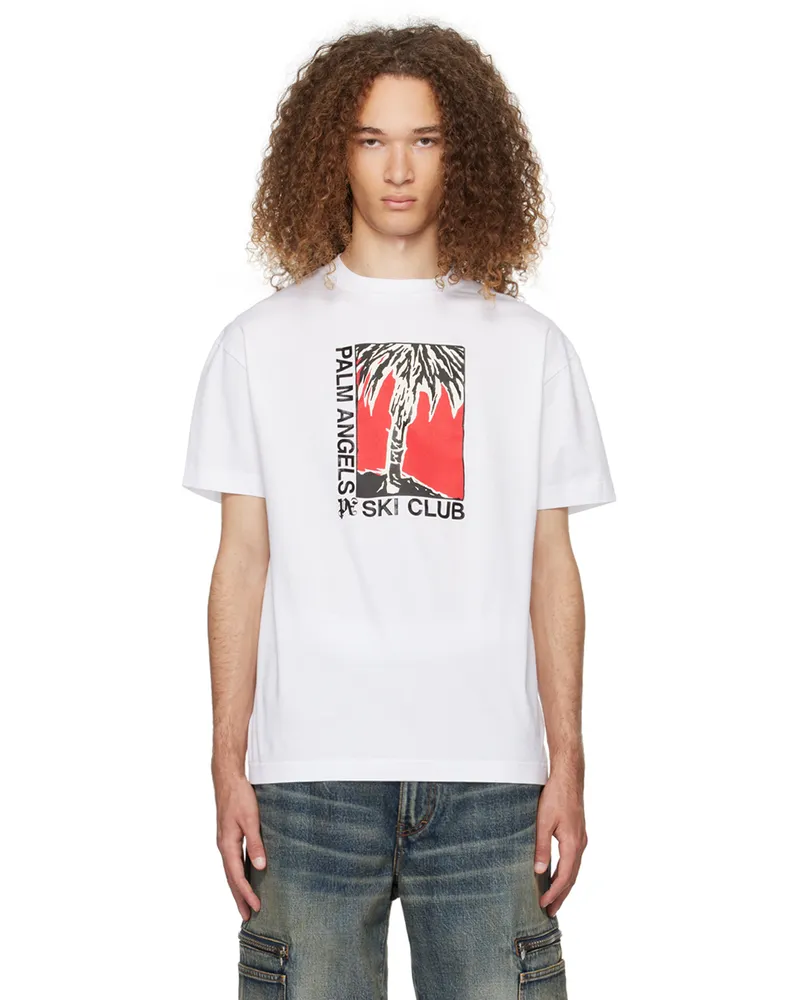 Palm Angels White Ski Club Classic T-Shirt White