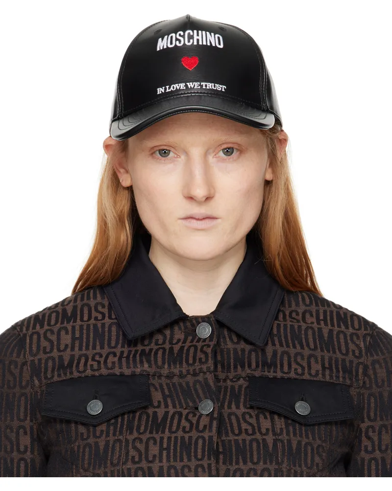 Moschino Black 'In Love We Trust' Cap A1555