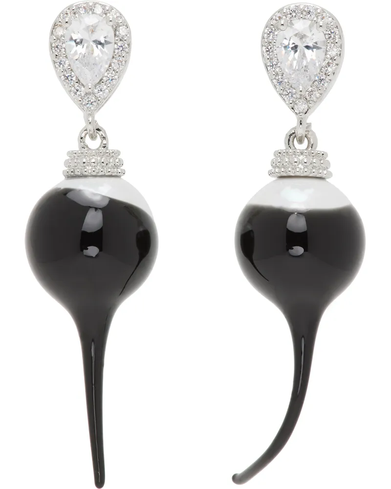 OTTOLINGER SSENSE Exclusive Silver & Black Diamond Drop Earrings Black
