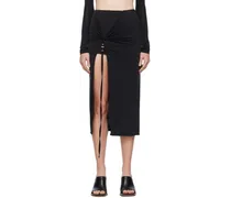 Black Le Chouchou 'La Jupe Pareo Croissant' Midi Skirt