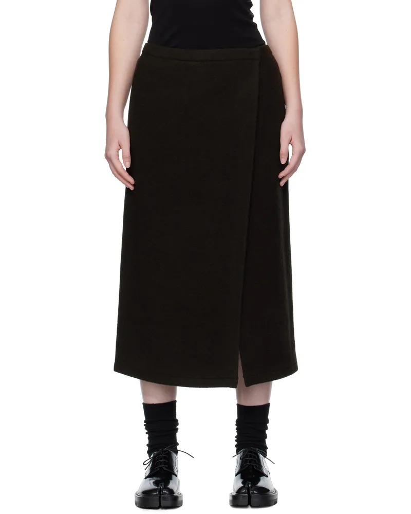 Rier Brown Wrap Midi Skirt Tourbe