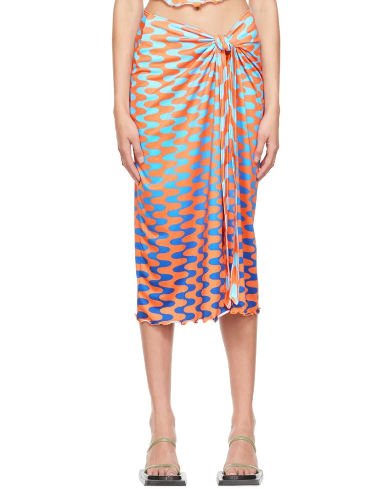 FENSI SSENSE Exclusive Orange & Blue Midi Skirt Blue
