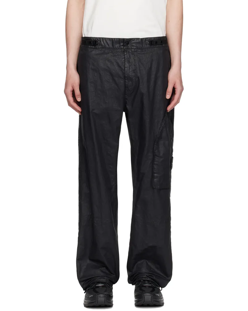 Stone Island Black Organic Look Nylon Panama-TC Cargo Pants V0029