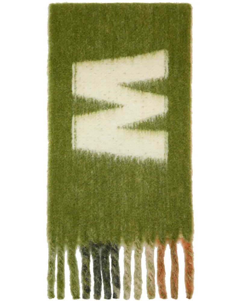 Marni Green Striped Logo Scarf Jqv46
