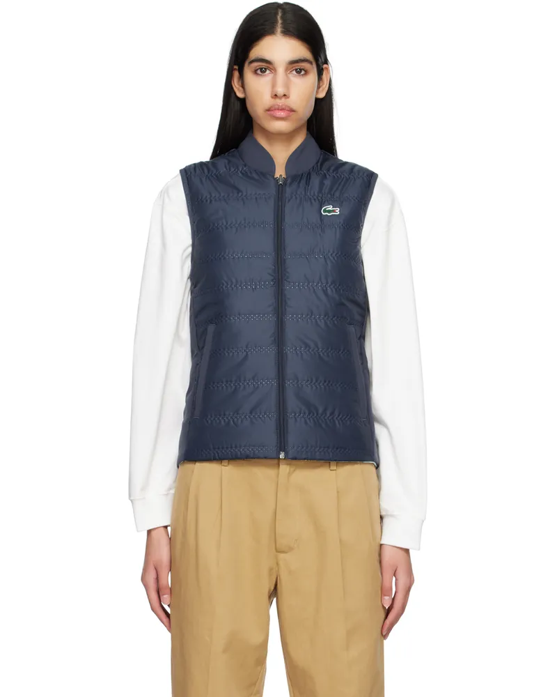 Lacoste Navy & Blue Quilted Reversible Vest Blue