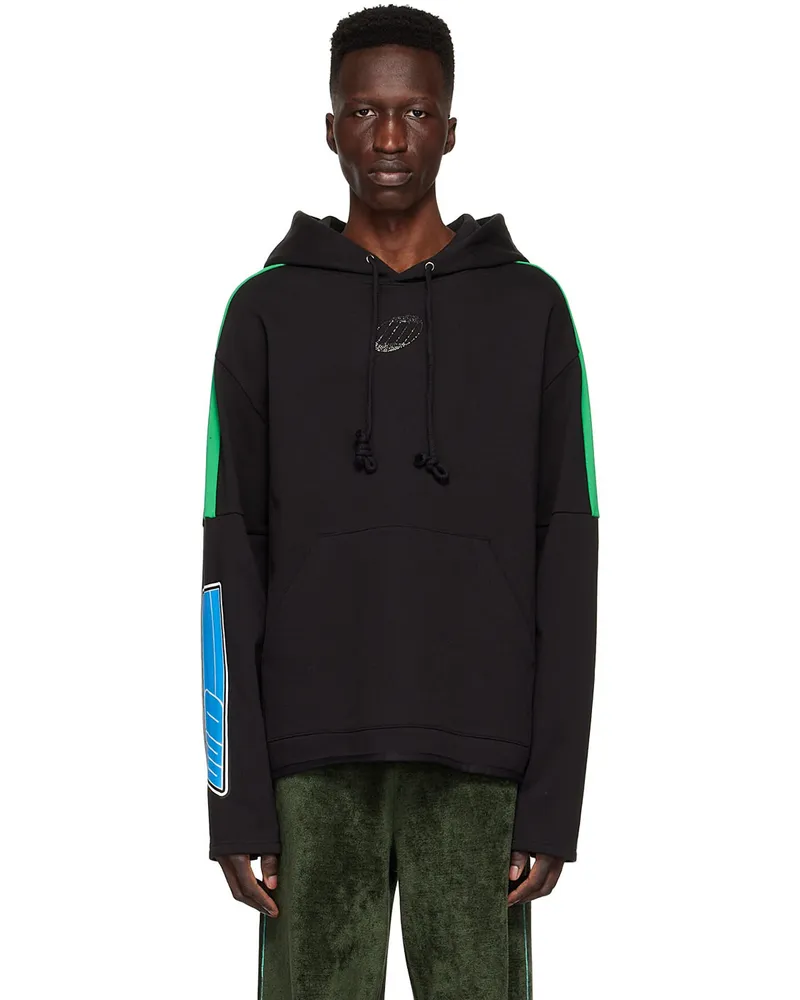 WE 11 DONE Black Cotton Hoodie Black