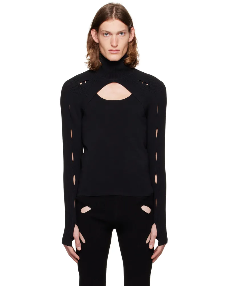 Dion Lee SSENSE Exclusive Black Slash Woven Turtleneck Black