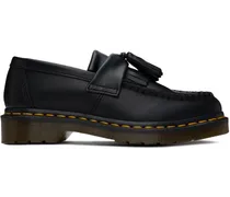 Black Adrian Yellow Stitch Leather Tassel Loafers