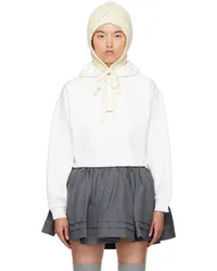 SHUSHU/TONG White Embroidered-Logo Hoodie Whwhite