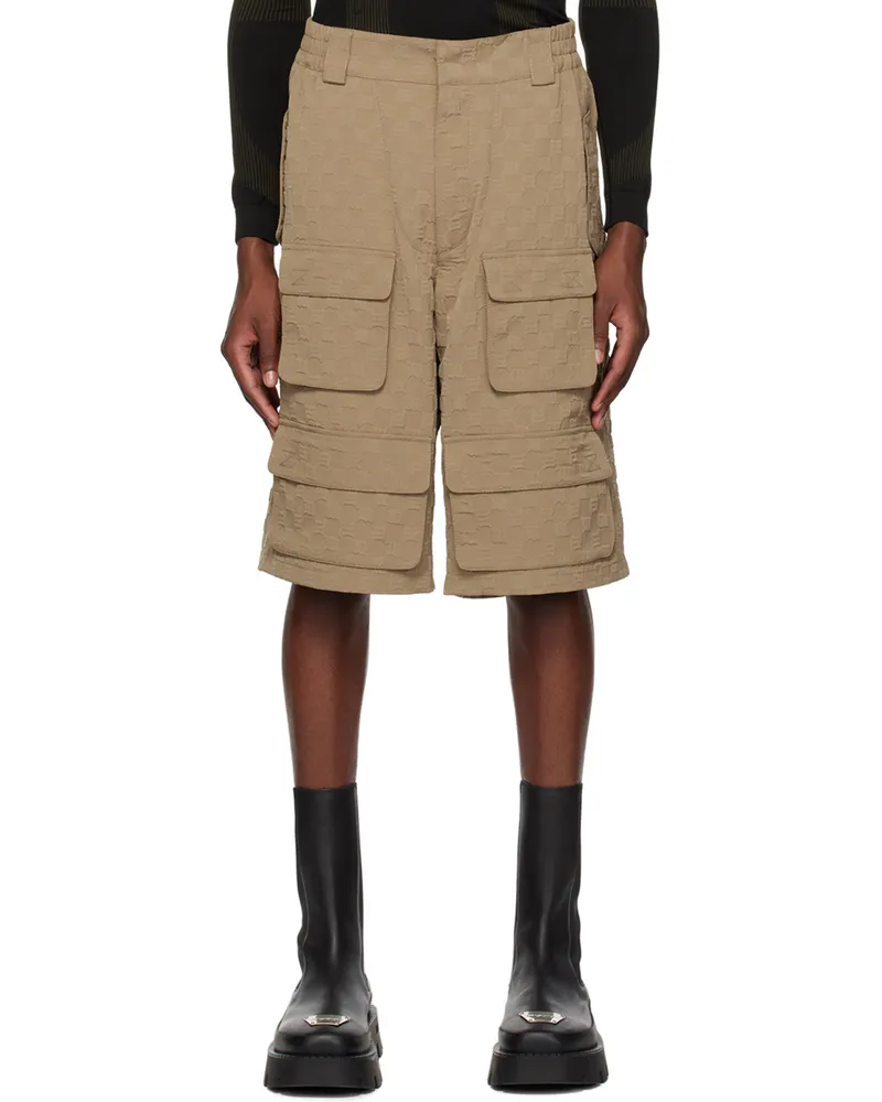 MISBHV Taupe Jordan Barrett Edition Embossed Shorts Olive