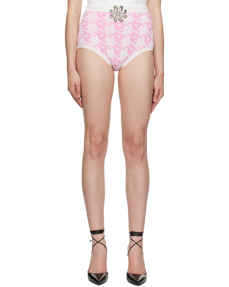 Area Pink & Off-White Mussel Flower Hot Shorts Pink