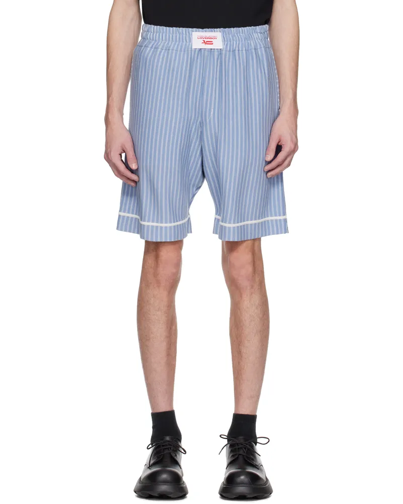 Charles Jeffrey Loverboy Blue Knitted Pyjama Shorts Blue