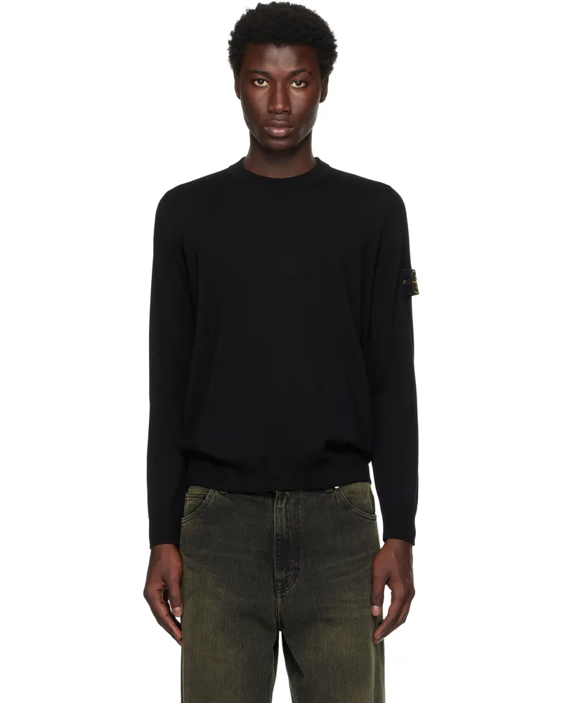 Stone Island Black 5100045 Light RWS Geelong Wool Sweatshirt V0029