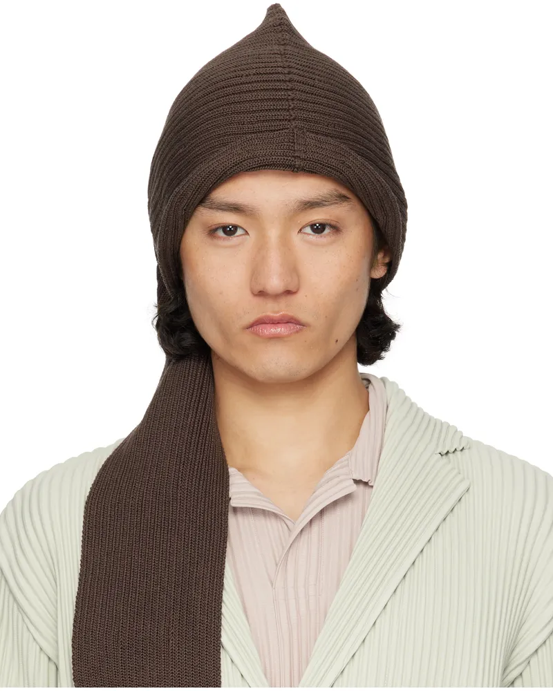 Issey Miyake Brown Beanie Scarf 44-brown