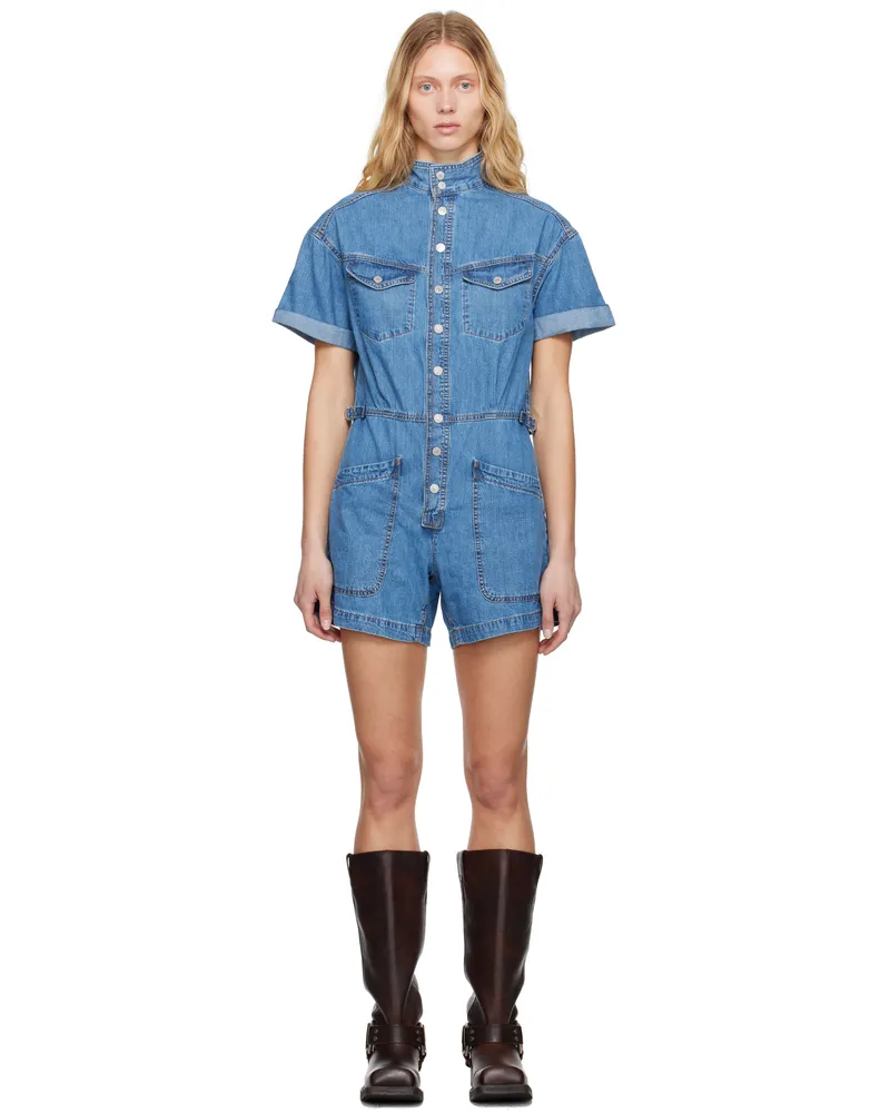 Levi's Blue Short Sleeve Surplus Denim Romper Blue