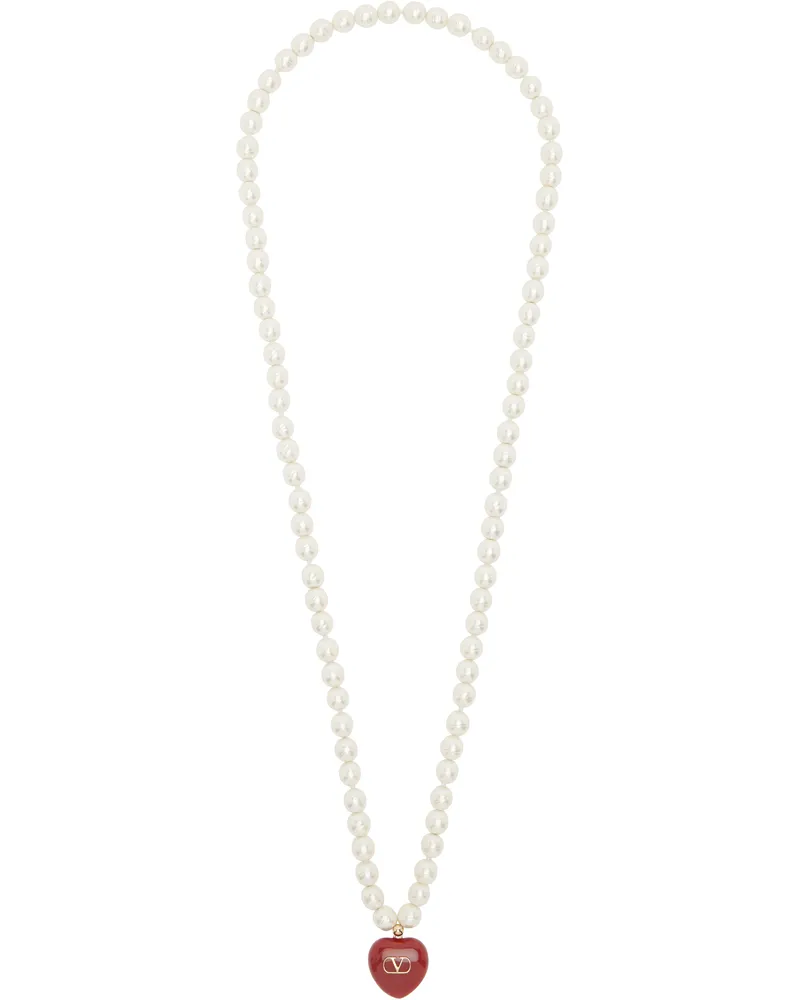 Valentino Garavani Off-White Coeur Royal Necklace R5p