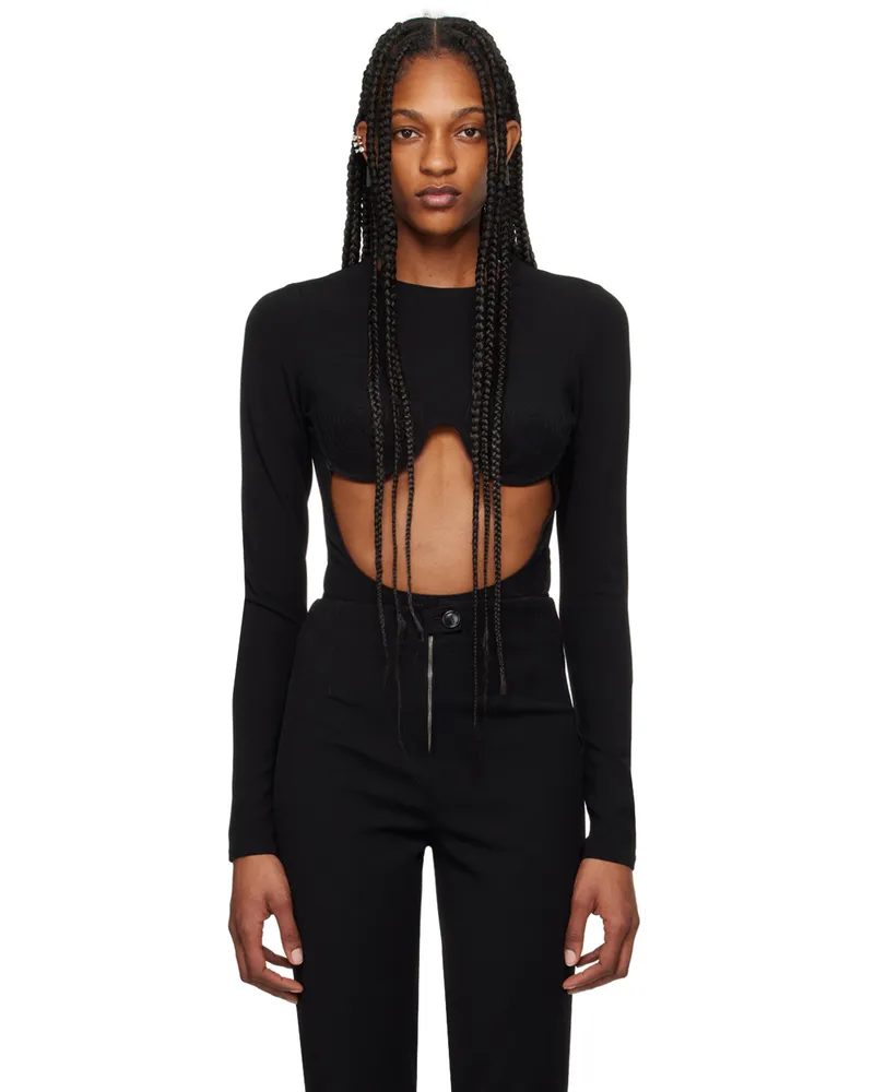 Jean Paul Gaultier Black Cone Bra Bodysuit Black