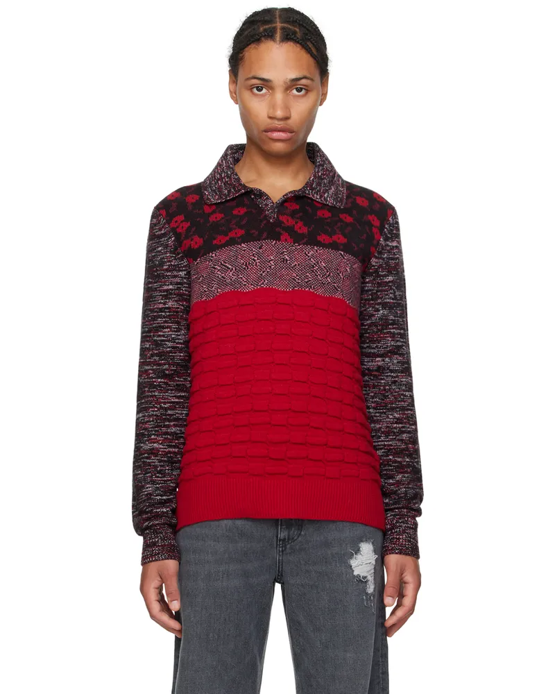 J.W.Anderson Red Multi-Texture Polo 417