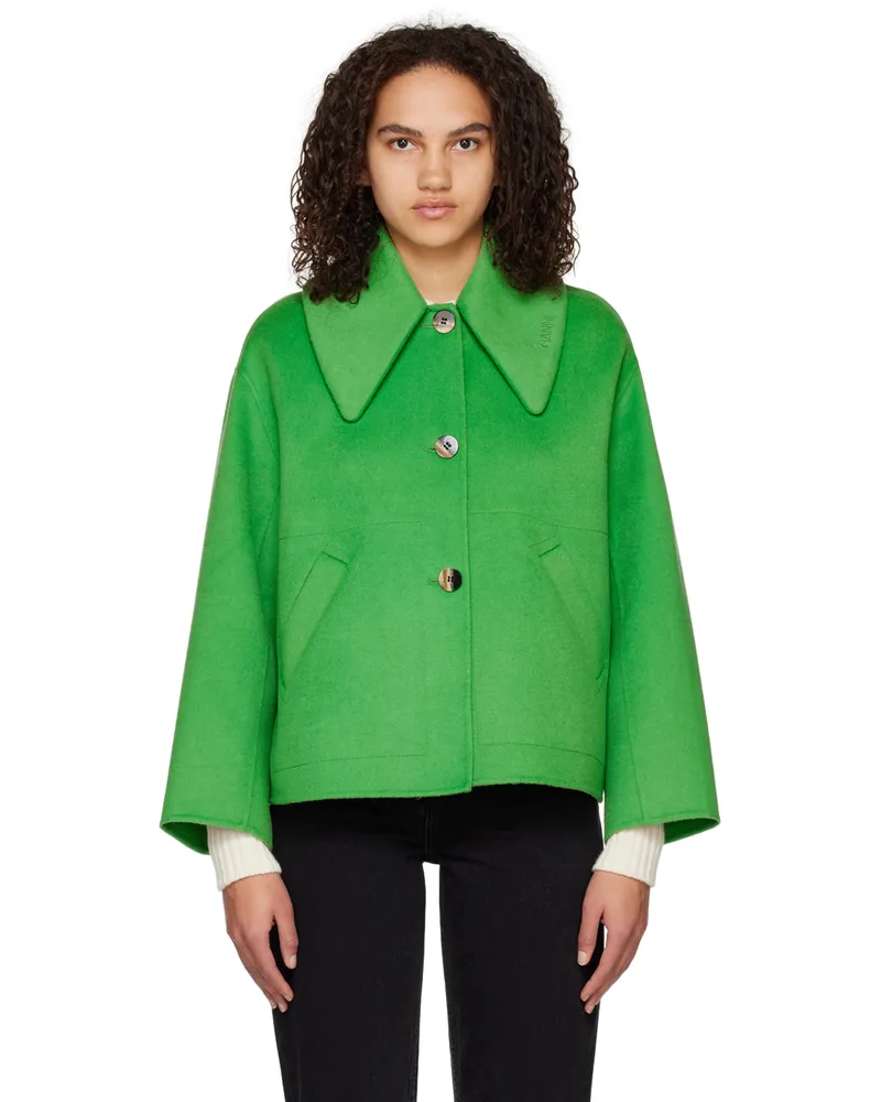 Ganni Green Wide Collar Jacket 801