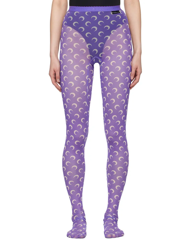 Marine Serre Purple Recycled Moon Mesh Tights Pu20