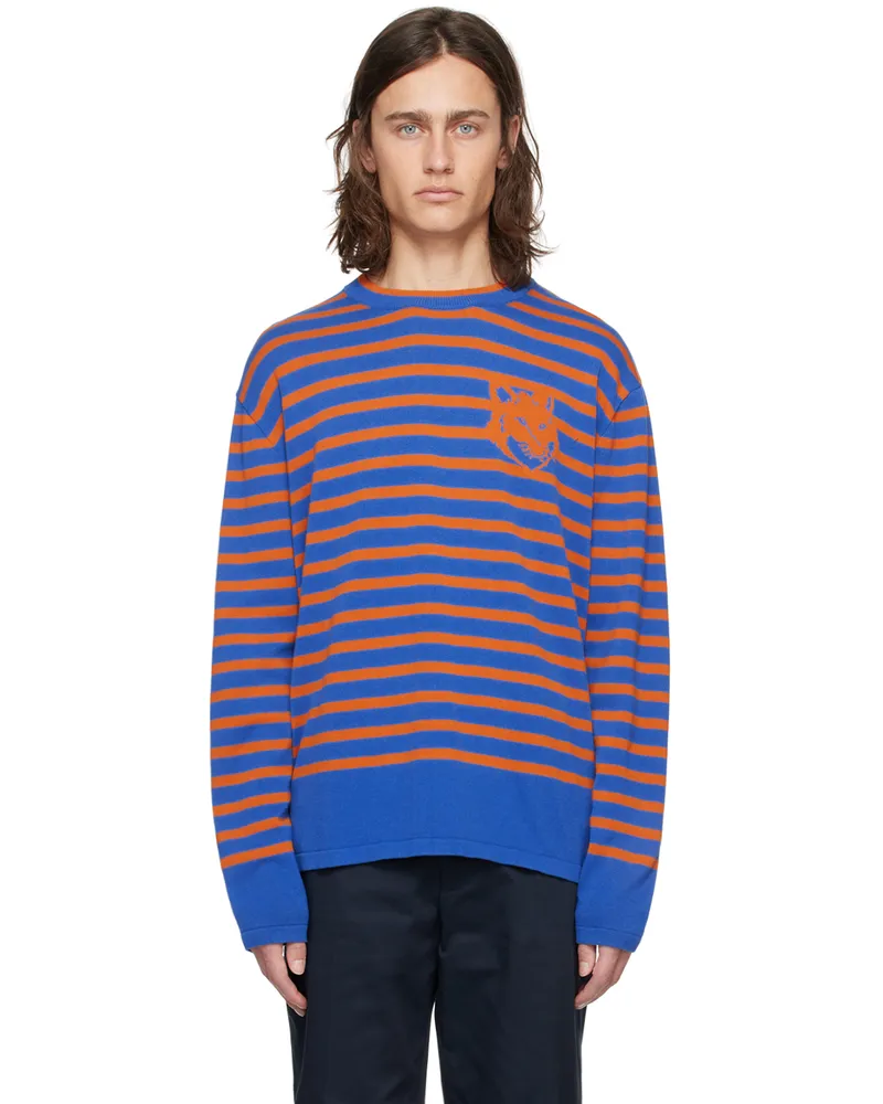 Kitsuné Blue & Orange Intarsia Sweater S428