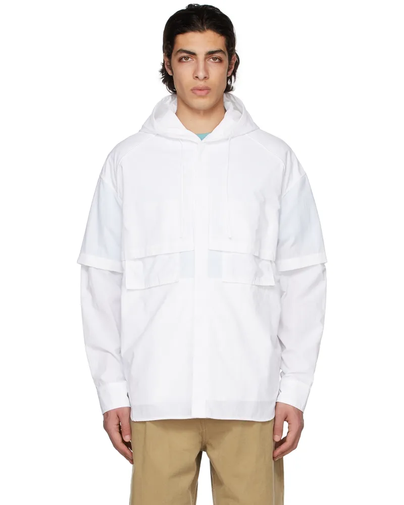 JUUN.J White Double Sleeve Hoody Shirt 1
