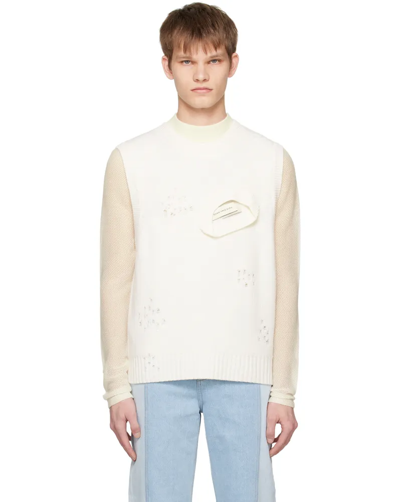 Feng Chen Wang White Distressed Vest White