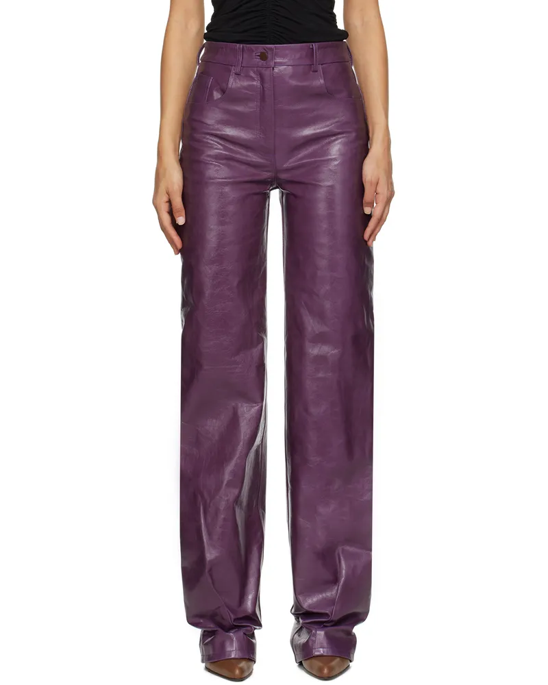 16ARLINGTON Purple Vante Leather Pants Viola