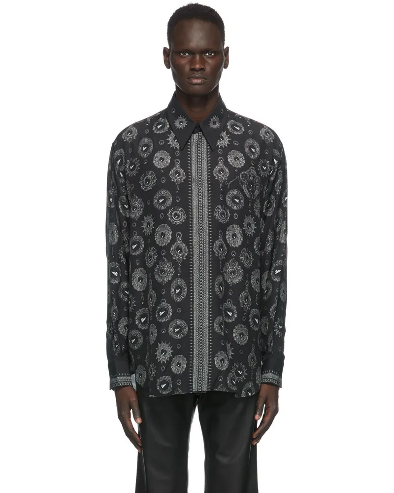 Givenchy Black & Grey Jewelry Printed Shirt 002-black