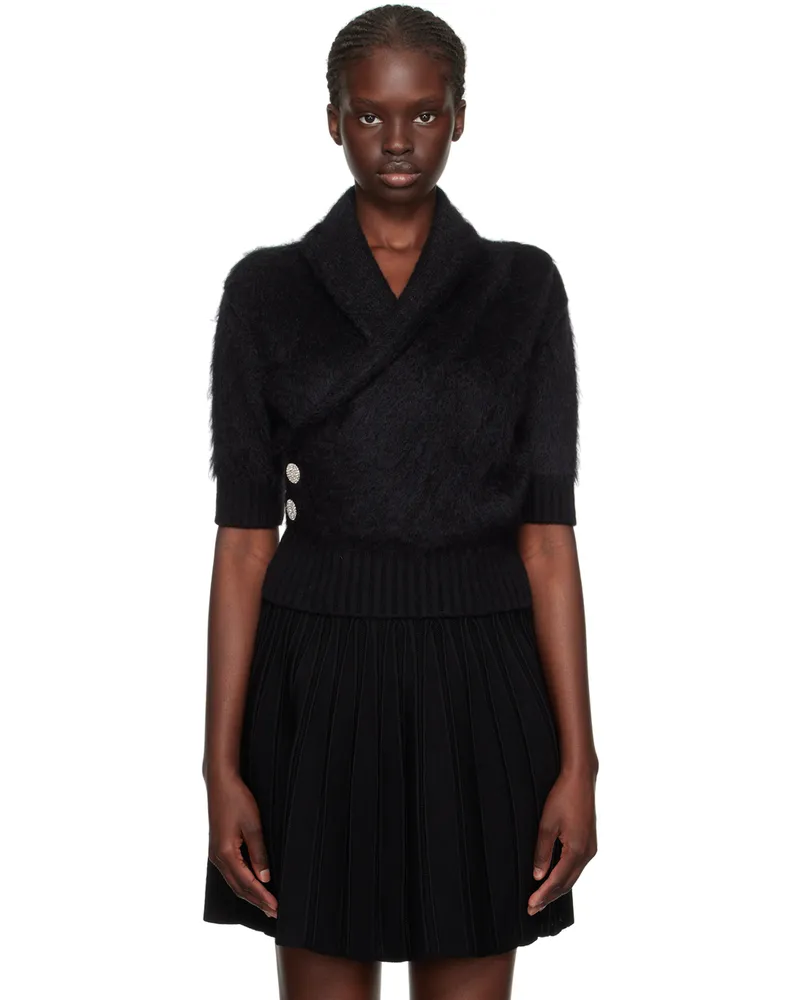 Balmain Black Wrap Sweater 0pa