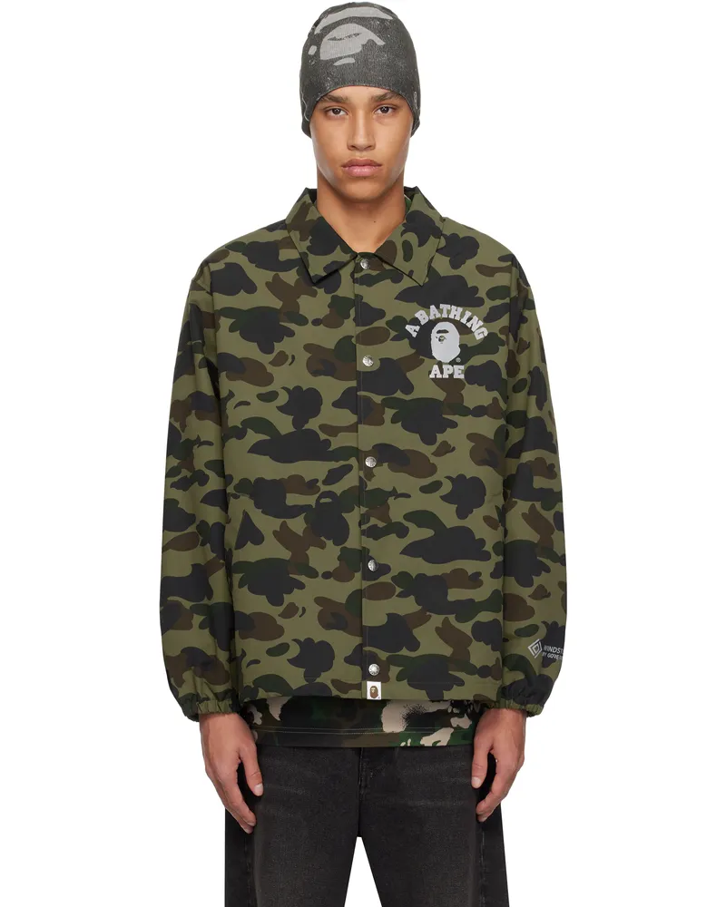 BAPE Green Gore-Tex Windstopper 1st Camo Coach Jacket Grn-green