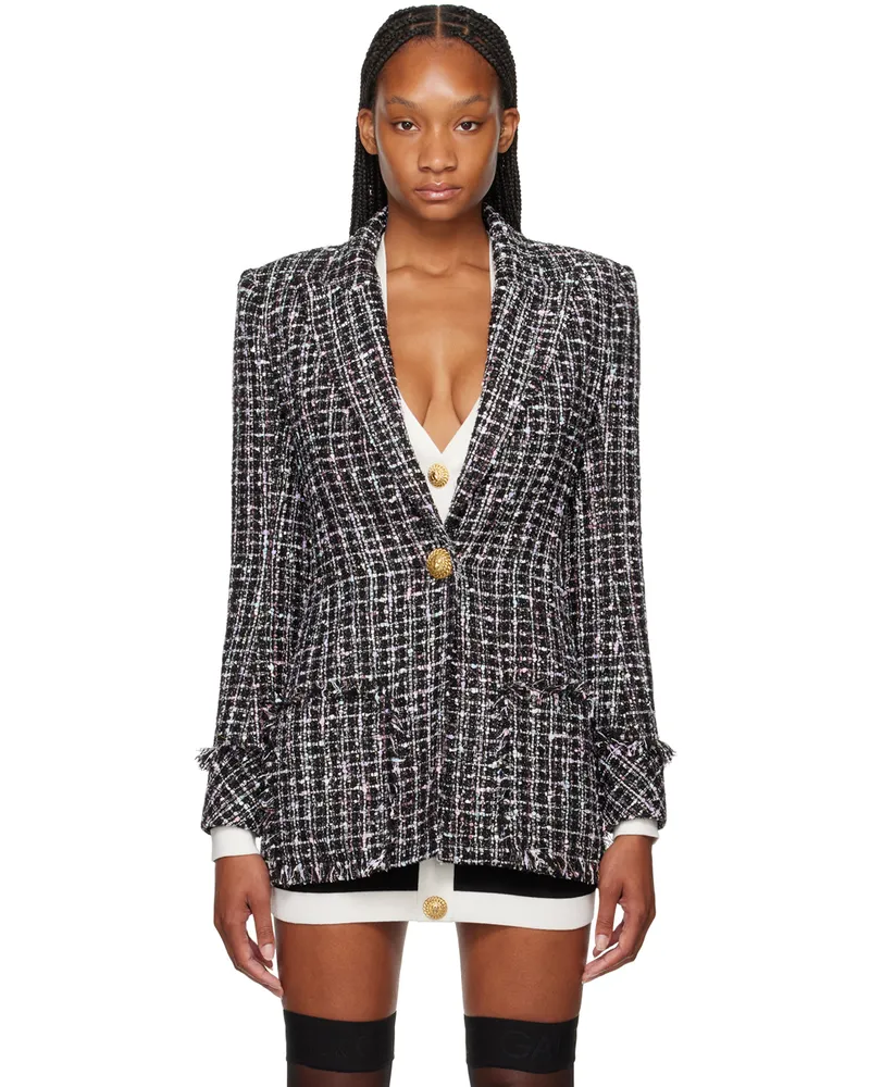 Balmain Black Single-Button Blazer Eah