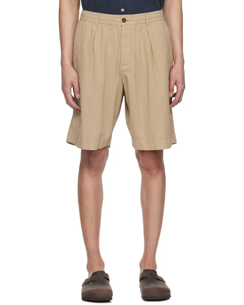 Universal Works Taupe Pleated Shorts Summer