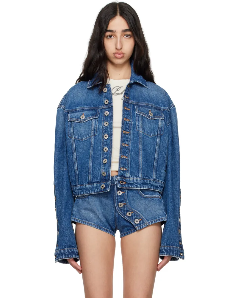 Jean Paul Gaultier Blue 'The Buttoned' Denim Jacket 57-vintageblue