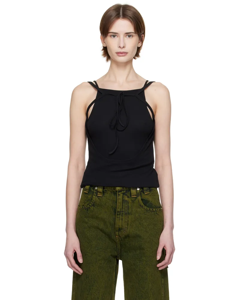 Eckhaus Latta Black Flip Tank Top Asphalt