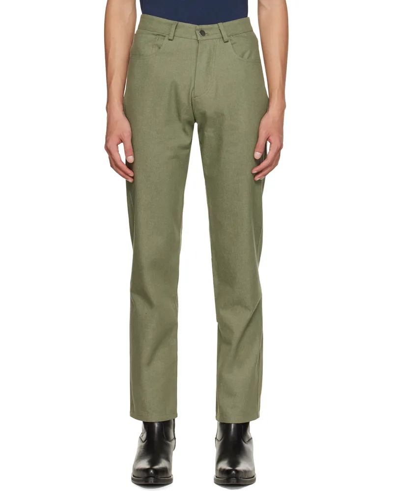 Carlota Barrera Khaki Straight Jeans Olive