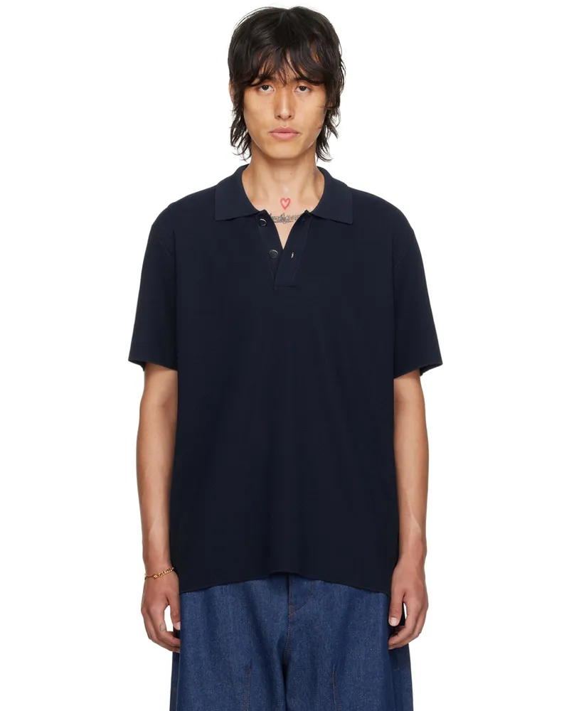 Jacquemus Navy Les Classiques 'Le Polo Maille' Polo 390