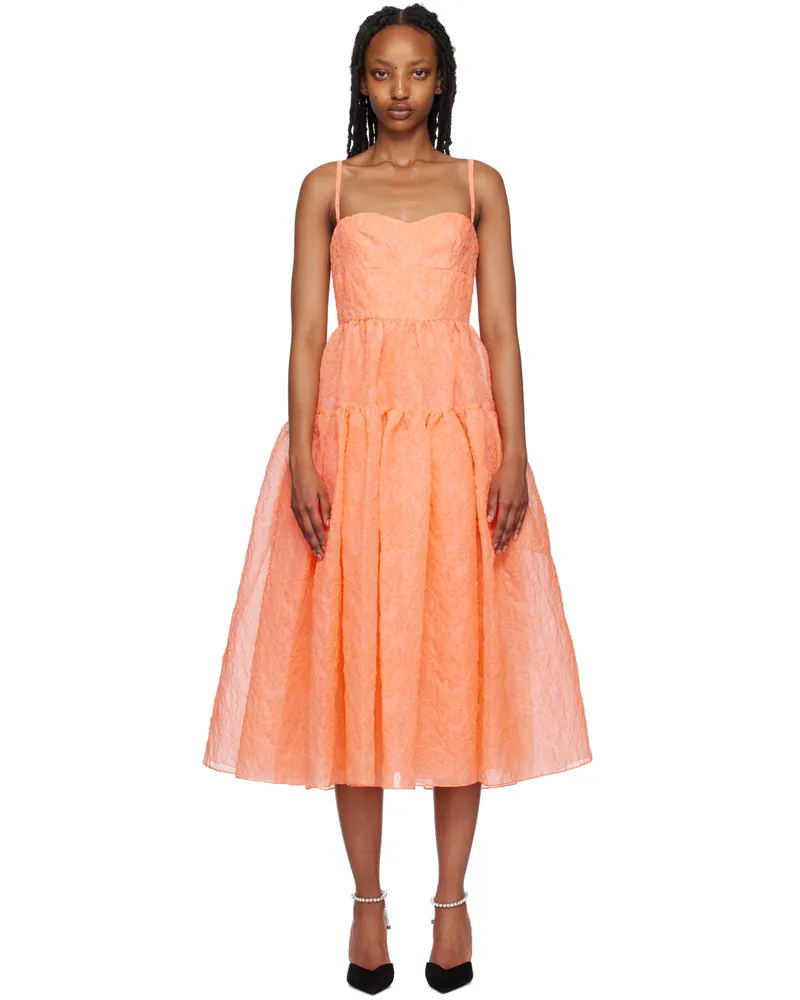 Erdem Orange Abelia Midi Dress Neon