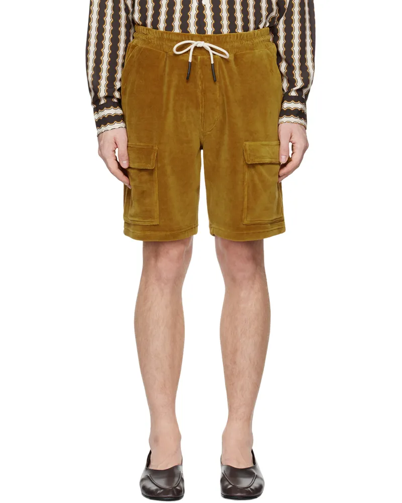 OAS Yellow Velour Cargo Shorts Sienna
