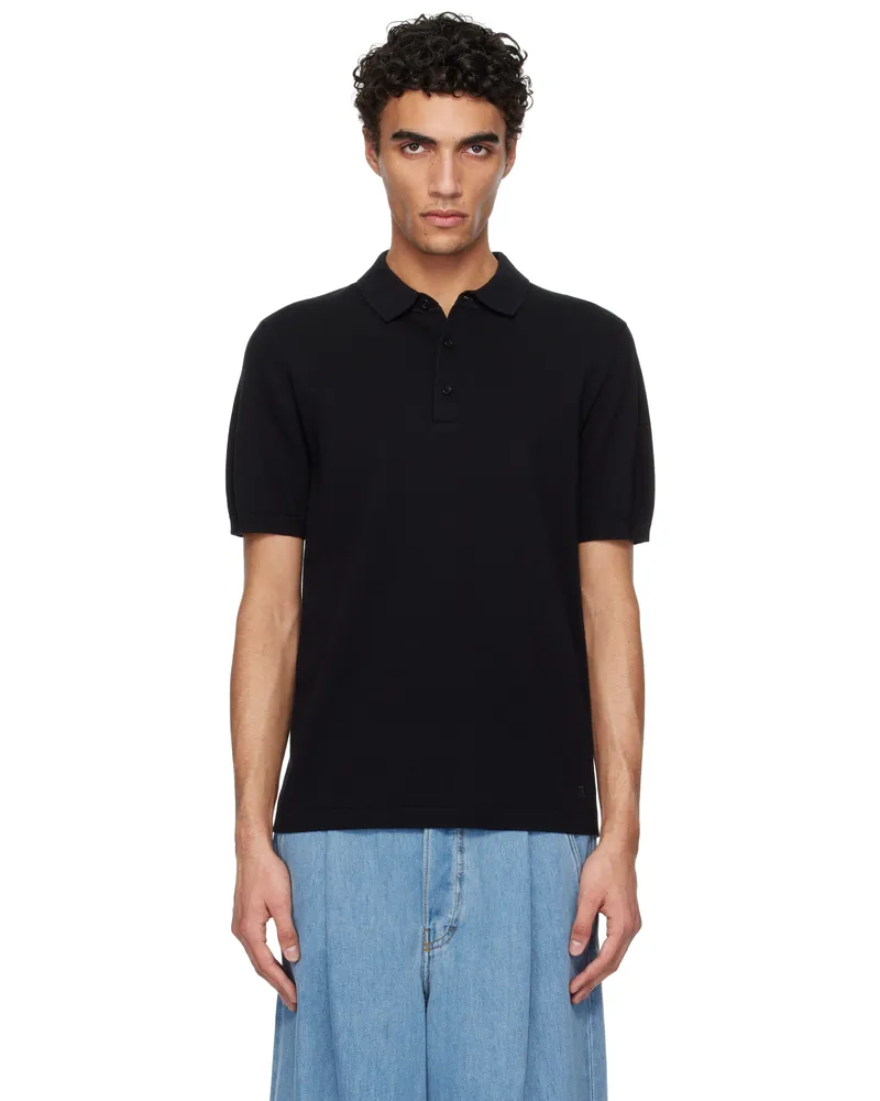 Reigning Champ Black Cotton Cashmere Riviera Polo Black