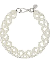 Simone Rocha White Rope Pearl Crystal Necklace Pearl