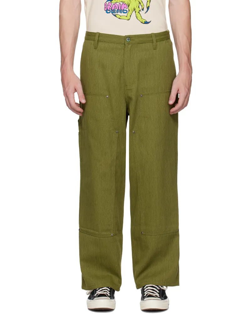Brain Dead Khaki Double Knee Utility Trousers Olive