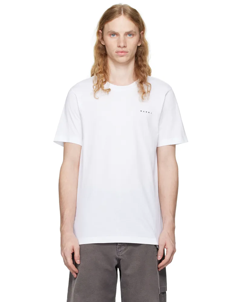Marni White Mini 'Marni' Logo T-shirt 00w01